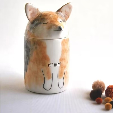 Customized hand made pet urn with pictures, hand drawn fiberglass urn for cats and dogs, exclusive memory pet souvenir ornament